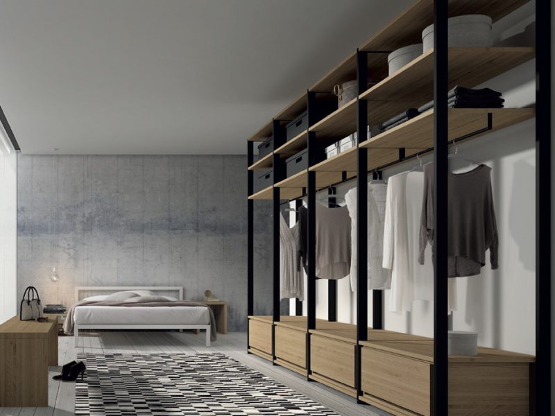 3.2.3 Vestidor con estructura de aluminio negra combinado con madera 800x600 - Vestidores de dise&ntilde;o